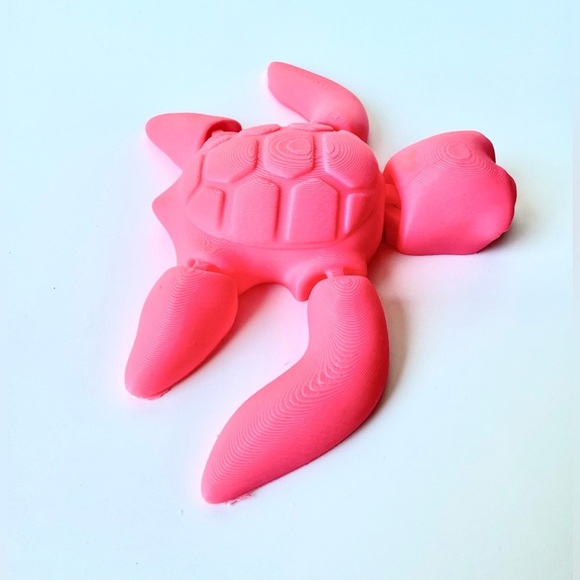 3D Printed Pink Turtle Figurine Handmade Toy Gift Decor - Picture 4 of 12